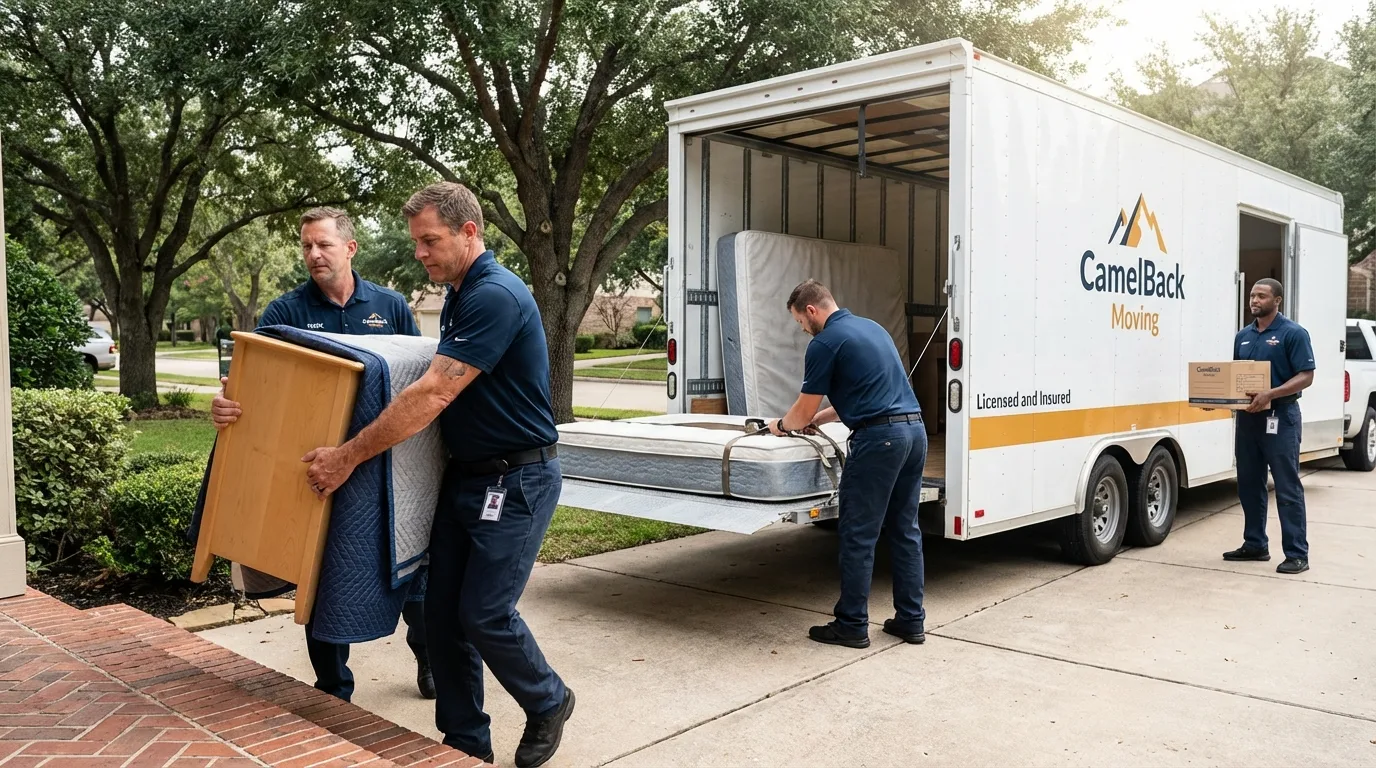 Crew loading residential truck for cross-state move from Oroville, WA