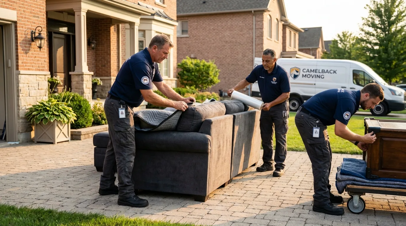 Large estate moving crew wrapping furniture in Oroville, WA